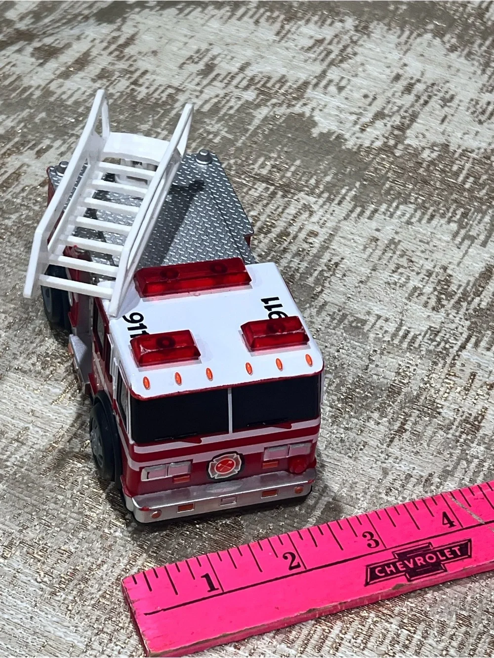 Maxx Action 911 Fire Truck Toy with Lights and Sounds Red Rescue Ladder Vehicle